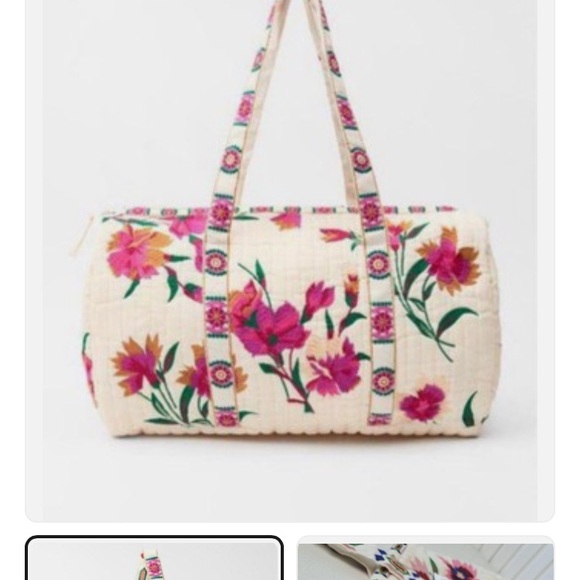 Zara Cream Floral Travel Bag - Picture 2 of 3